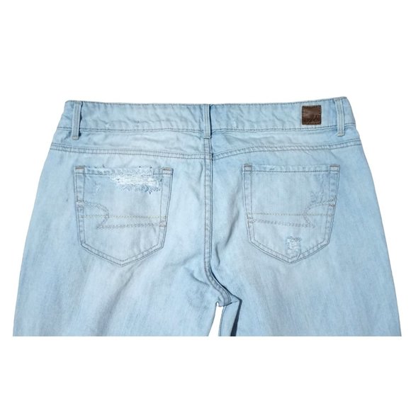American Eagle Jeans Womens Size 16 Thrashed Ripped Destroyed Light Blue Denim - Picture 9 of 13